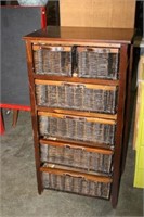 Wooden Cabinet with Rattan Drawers 23 x 16 x 44H