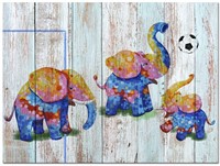 Elephants Giclee Canvas Print on Wood