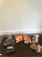 Lot of (7) Cat Figurines incl Cat Bookend, etc