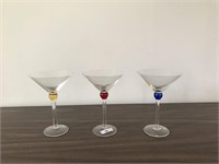 Set of (3) 10oz Martini Glasses w/Lustre