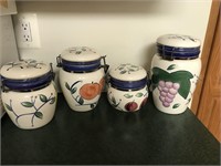 4 Piece Fruit Decorated Canister Set w/Lids