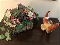 Dog Planter & Art Flower Arrangement