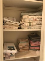 Closet Lot of Bath Cloths, Sheets, Cleaning