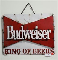 Steel man cave budweiser sign, 24x18