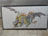 Framed Dragon Print on Paper.