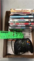 Box Xbox controller and DVDs