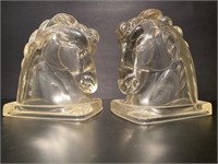 1930s Glass Horse Bookends