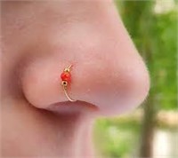 White Fire Tiny Red Opal Nose Hoop