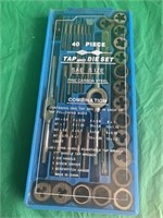 (40) PIECE CARBON STEEL TAP AND DIE SET BLUE TRAY