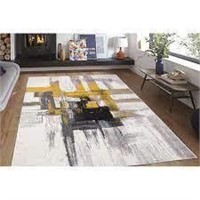 Niantic Abstract Cream/Gold Area Rug 3ftx5ft
