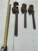 (3) MIX AGE / NAME STEEL MONKEY / PIPE WRENCHES