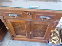 Small vintage cabinet w/ glass top