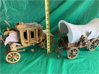 (2) WOOD WAGONS / DECORATION / CANVAS TOP
