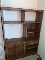 WOODEN ENTERTAINMENT CENTER AND BOOK CASE