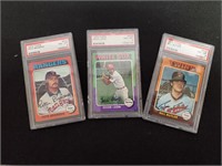 QTY3 1975 Topps Autographed Baseball Trading Cards