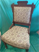 EARLY EAST LAKE STYLE UPHOLSTERED PARLOR CHAIR