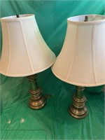 (2) PAIR OF BRASS BODY LAMPS WITH SHADES