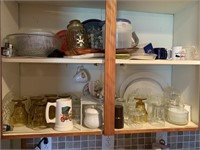 KITCHEN CABINET LOT / REMAINING CONTENTS / CORNING