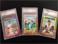 QTY3 1975 Topps Autographed Original Trading Cards