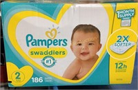 Pampers Swaddlers 186 Diapers Size 2