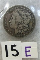 15E- 1896 O Morgan silver dollar X scratched on