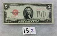 15X- 1928 G series $2 bill