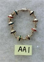 AA1- sterling enamel ball bracelet marked TD-GS