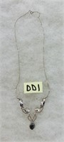 DD1- scrolled gold filled necklace w/black stone