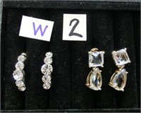 W2- 2 pair pierced rhinestone earrings