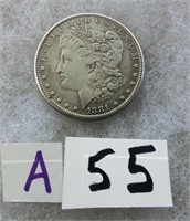 A55- 1881 Morgan silver dollar