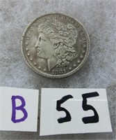 B55- 1881 Morgan silver dollar