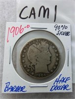 CAM1- 1906O Barber half dollar