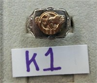 K1- sterling military signet ring size 12