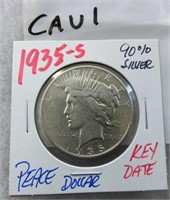 CAU1- 1935S peace silver dollar