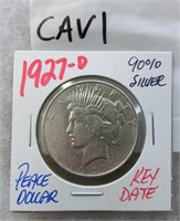 CAV1- 1927D Peace silver dollar KEY DATE