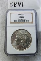 CBN1- 1898O Morgan silver dollar MS-63