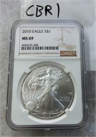 CBR1- 2010 Eagle silver dollar MS-69