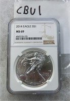 CBU1- 2014 Eagle silver dollar MS-69