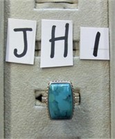 JH1- sterling ring w/rectangular turquoise size 7