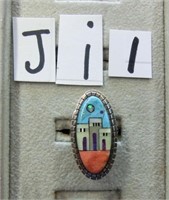 JI1- sterling Native American ring w/turquoise &