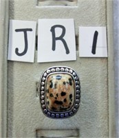 JR1- ornate cigar band ring w/brown & black s