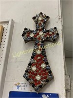 WOOD DECOR CROSS WITH MULTICOLOR MOSAIC GLASS