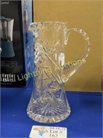 LEAD CRYSTAL WHEEL CUT PITCHER WITH APPLIED HANDLE