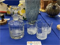 ETCHED GLASS DECANTER SET