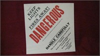 Vintage Original Railroad Cardboard "Danger Sign"