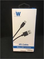 Just Wireless 4ft cable micro usb connector ,