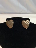 10K  yellow gold heart pierced earrings marked
