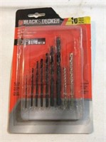 Black & Decker 10 piece drill bit set missing one