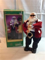 Santa playing saxophone  in original box