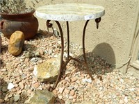 Granite Top Outdoor Iron-Base Table, 24" Tall